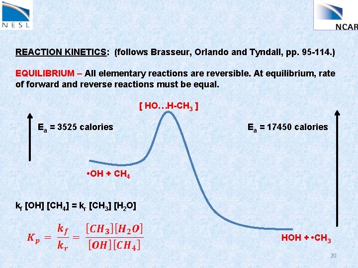 REACTION KINETICS: (follows Brasseur, Orlando and Tyndall, pp. 95 -114. ) EQUILIBRIUM – All