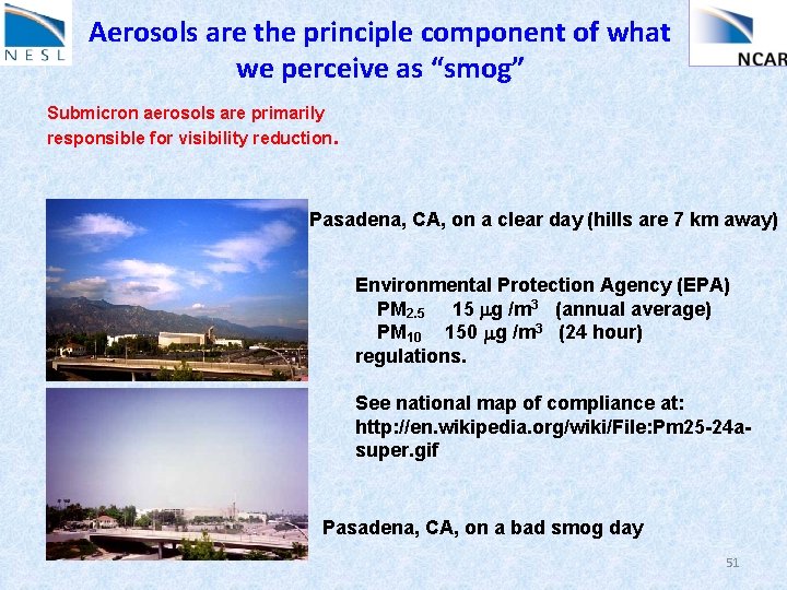 Aerosols are the principle component of what we perceive as “smog” Submicron aerosols are
