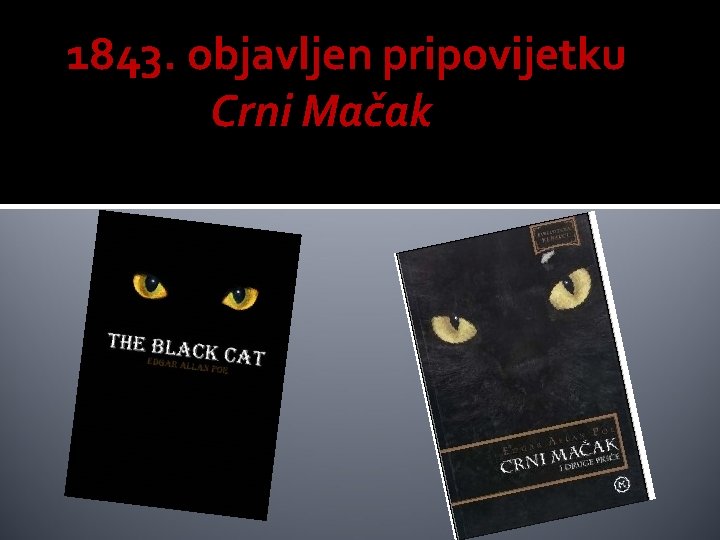 1843. objavljen pripovijetku Crni Mačak 