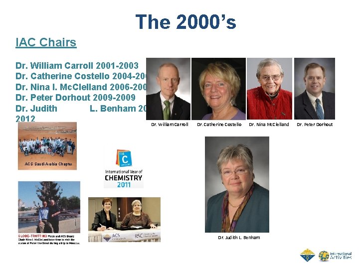 The 2000’s IAC Chairs Dr. William Carroll 2001 -2003 Dr. Catherine Costello 2004 -2005