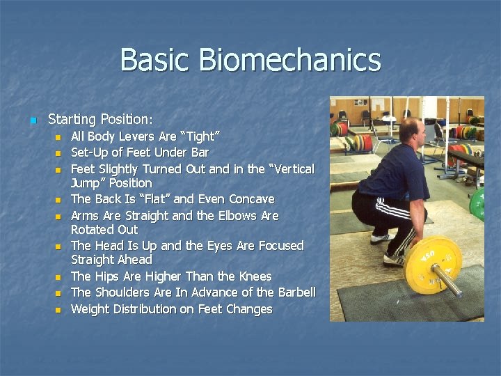 Basic Biomechanics n Starting Position: n n n n n All Body Levers Are