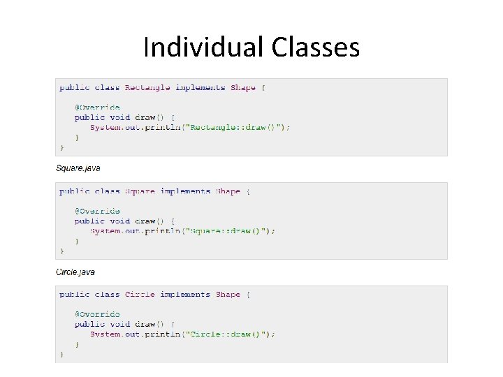 Individual Classes 