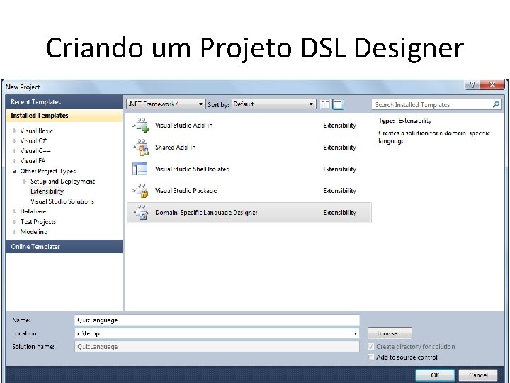 Criando um Projeto DSL Designer 