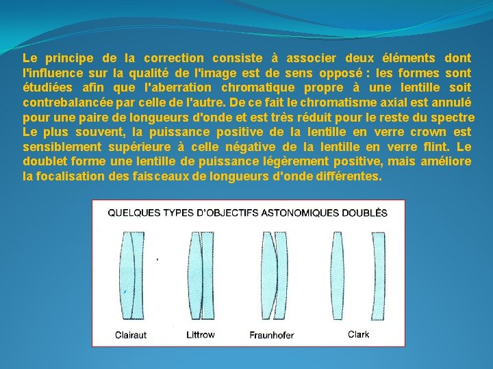 Le principe de la correction consiste à associer deux éléments dont l'influence sur la