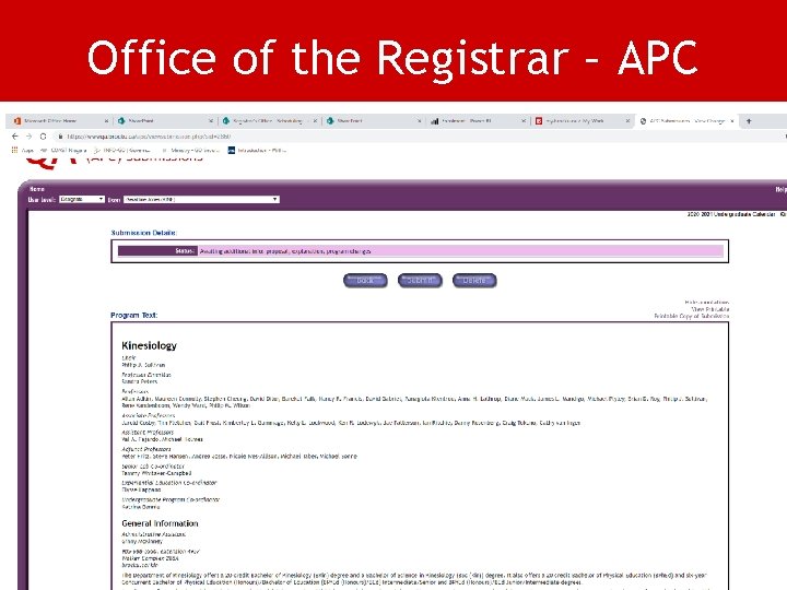 Office of the Registrar – APC 