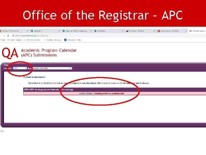 Office of the Registrar – APC 