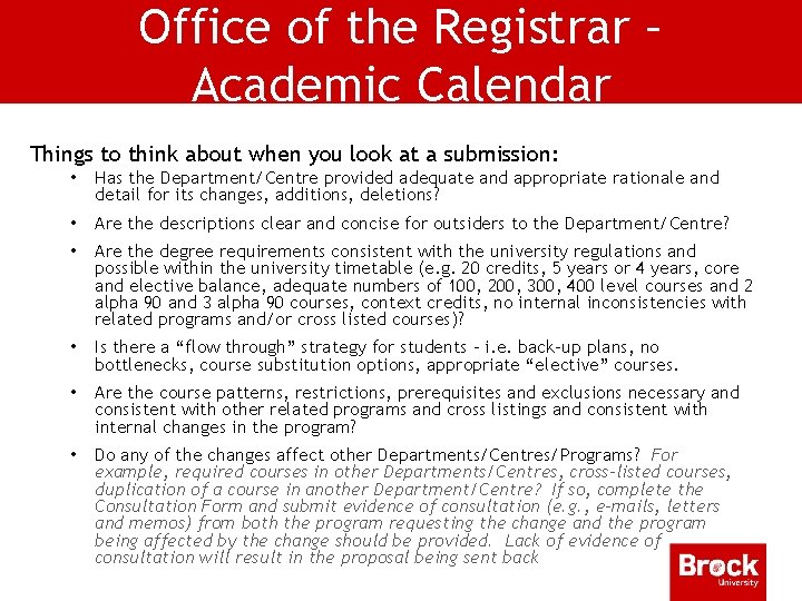 Office of the Registrar – Academic Calendar Things to think about when you look