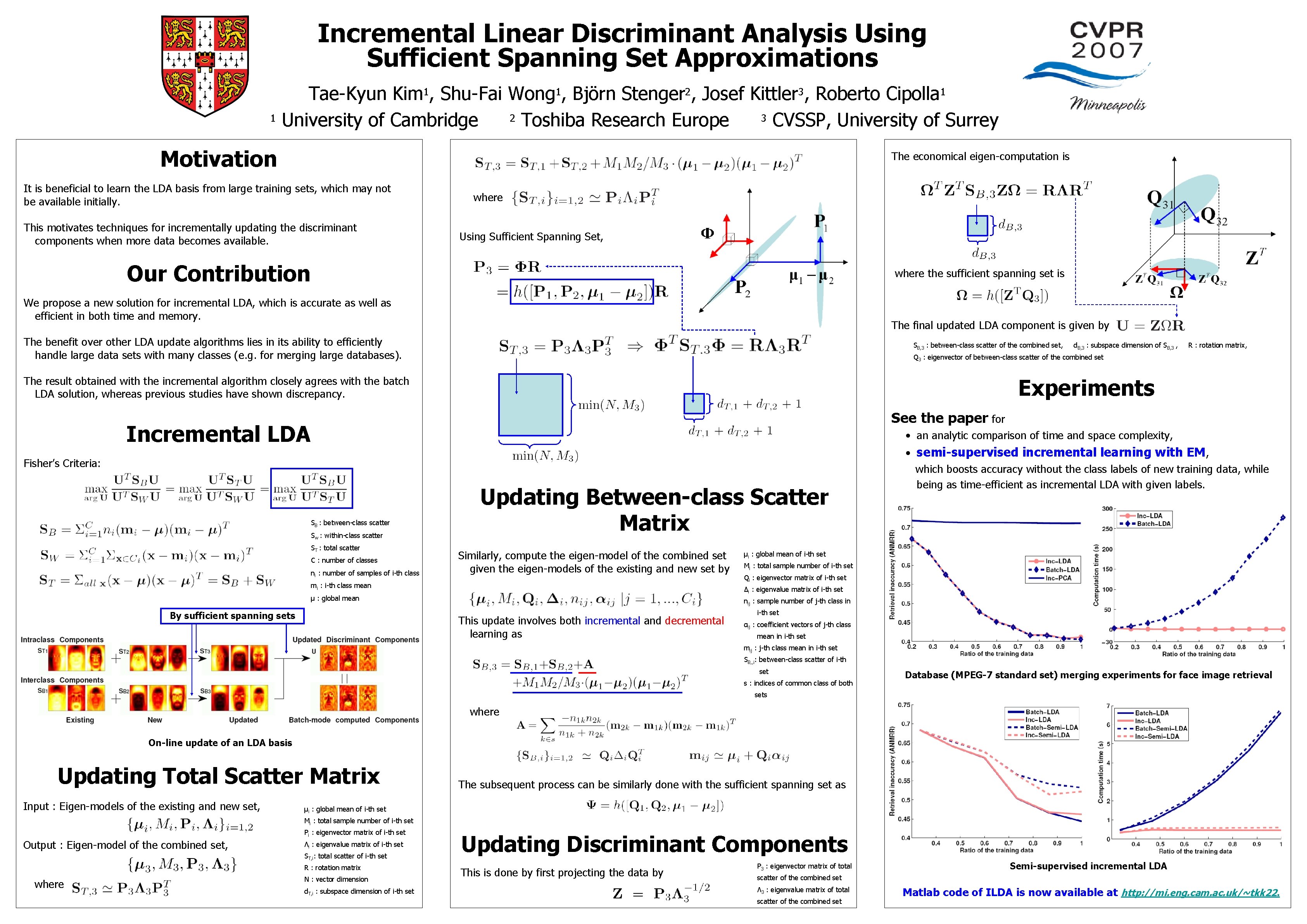Incremental Linear Discriminant Analysis Using Sufficient Spanning Set