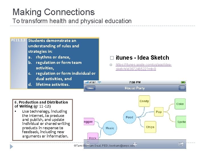 Making Connections To transform health and physical education PE 11. 1. 3 Students demonstrate