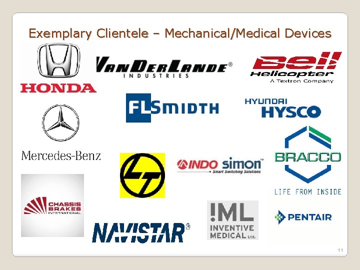 Exemplary Clientele – Mechanical/Medical Devices 11 Exemplary Clientele – Mechanical/Medical Devices 11