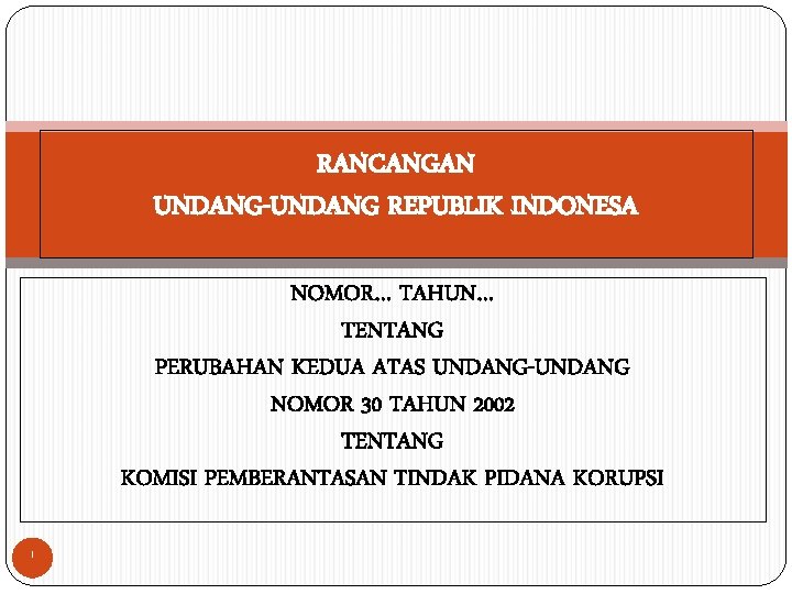 RANCANGAN UNDANG-UNDANG REPUBLIK INDONESA NOMOR… TAHUN… TENTANG PERUBAHAN KEDUA ATAS UNDANG-UNDANG NOMOR 30 TAHUN