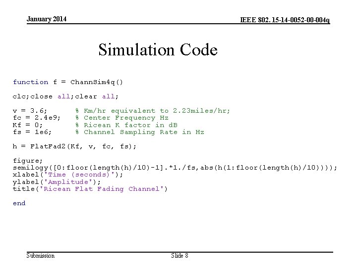 January 2014 IEEE 802. 15 -14 -0052 -00 -004 q Simulation Code function f