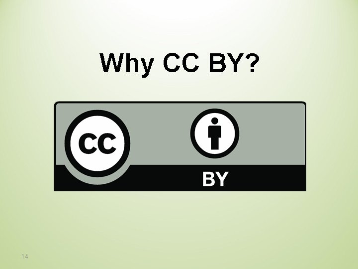 Why CC BY? 14 