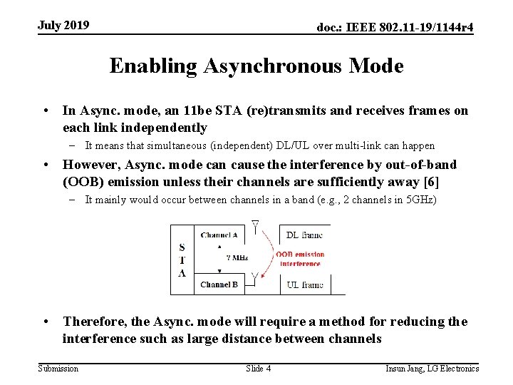 July 2019 doc. : IEEE 802. 11 -19/1144 r 4 Enabling Asynchronous Mode •