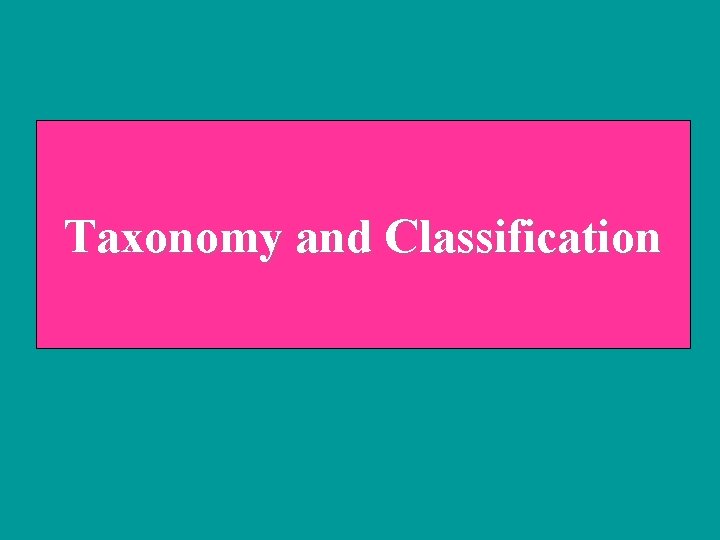 Taxonomy and Classification 