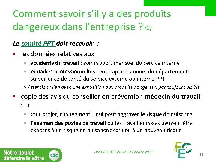 Comment savoir s’il y a des produits dangereux dans l’entreprise ? (2) Le comité