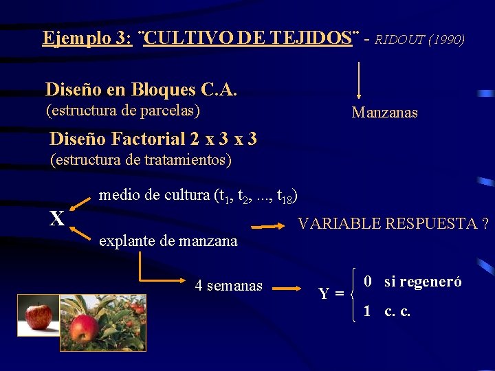 Ejemplo 3: ¨CULTIVO DE TEJIDOS¨ - RIDOUT (1990) Diseño en Bloques C. A. (estructura