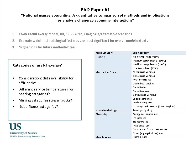 Ph. D Paper #1 “National exergy accounting: A quantitative comparison of methods and implications