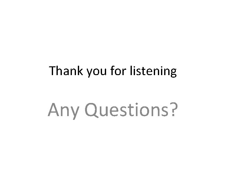 Thank you for listening Any Questions? 