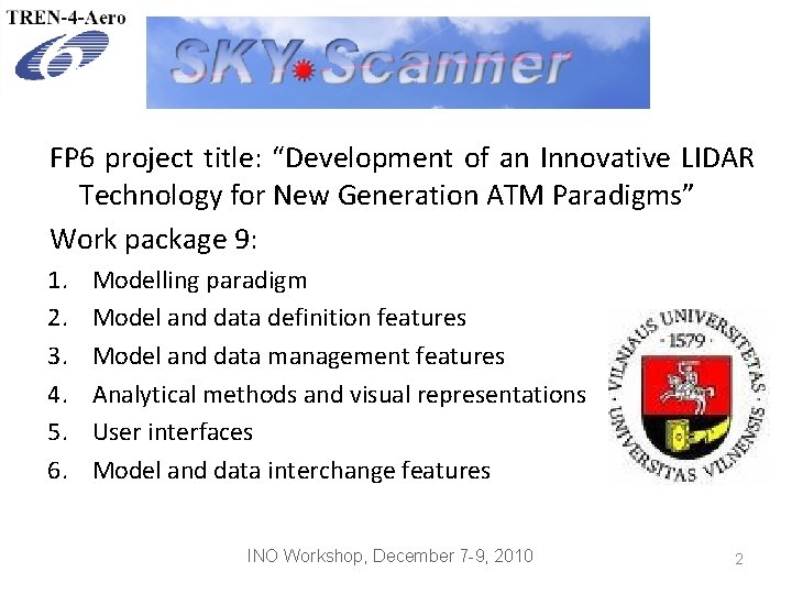 FP 6 project title: “Development of an Innovative LIDAR Technology for New Generation ATM