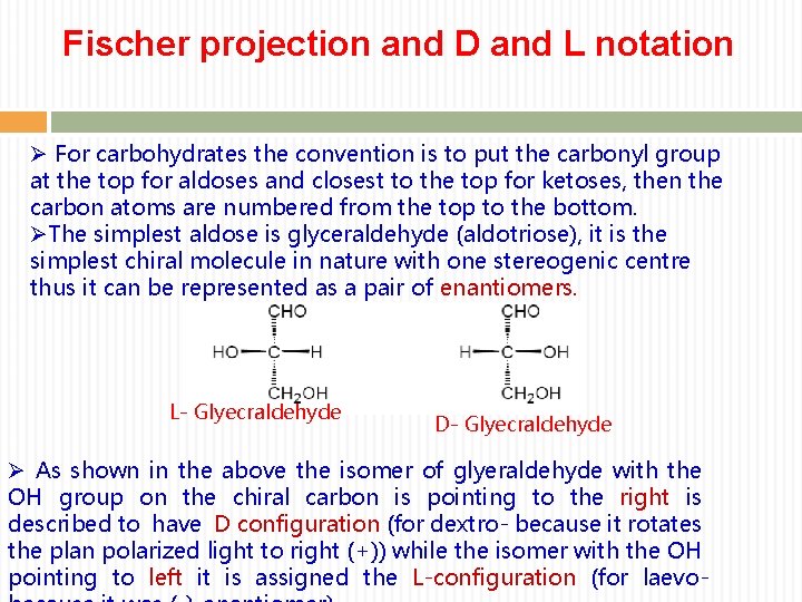 Organic Chemistry 145 CHEM Carbohydrates Carbohydrates o The