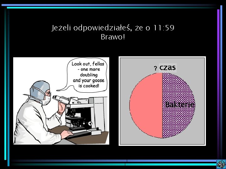 Jeżeli odpowiedziałeś, że o 11: 59 Brawo! czas Bakterie 