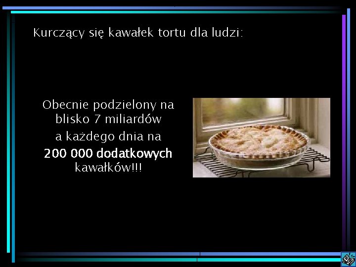 Kurczący się kawałek tortu dla ludzi: Obecnie podzielony na blisko 7 miliardów a każdego