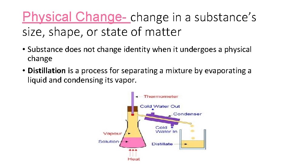 Physical Change- change in a substance’s size, shape, or state of matter • Substance