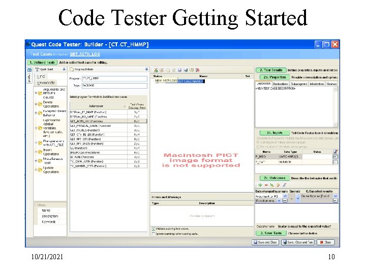 Code Tester Getting Started 10/21/2021 10 