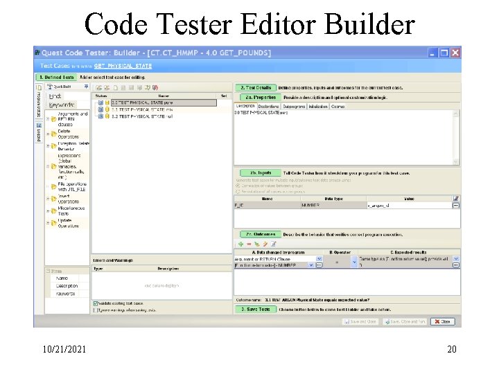 Code Tester Editor Builder 10/21/2021 20 