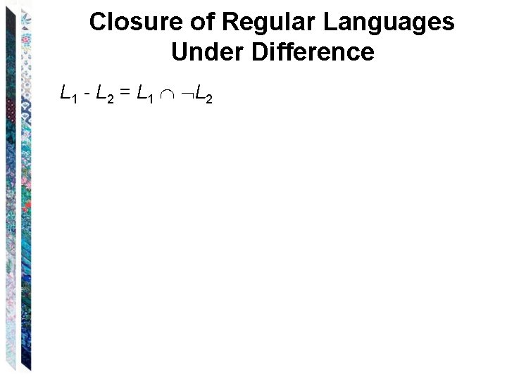 Closure of Regular Languages Under Difference L 1 - L 2 = L 1