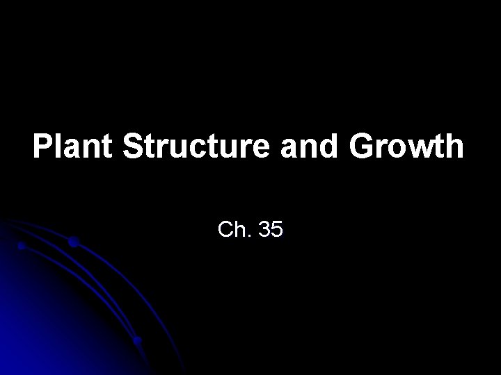 Plant Structure and Growth Ch. 35 