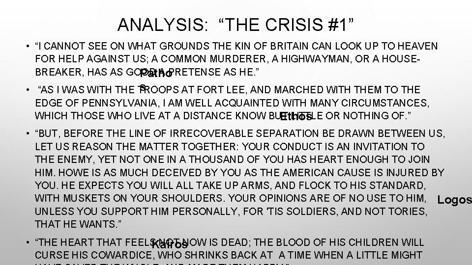 ANALYSIS: “THE CRISIS #1” • “I CANNOT SEE ON WHAT GROUNDS THE KIN OF