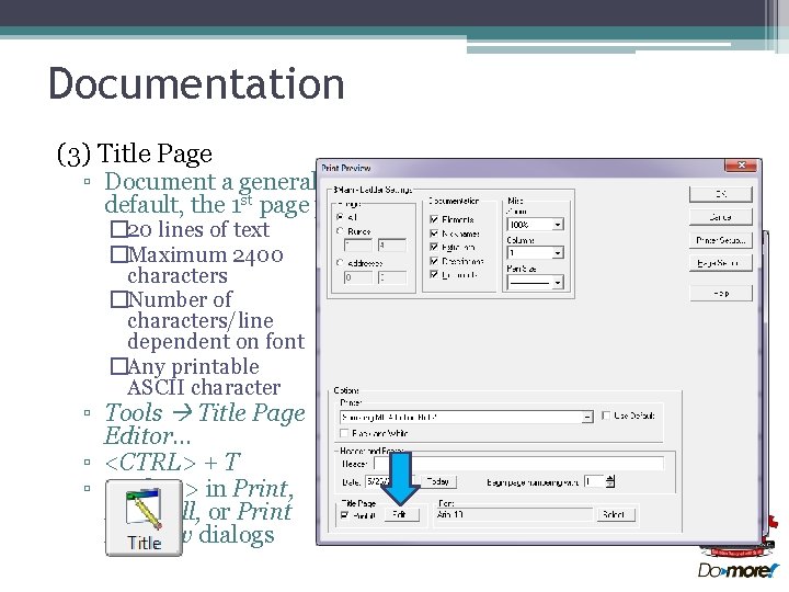 Documentation (3) Title Page ▫ Document a general description of entire project & is,