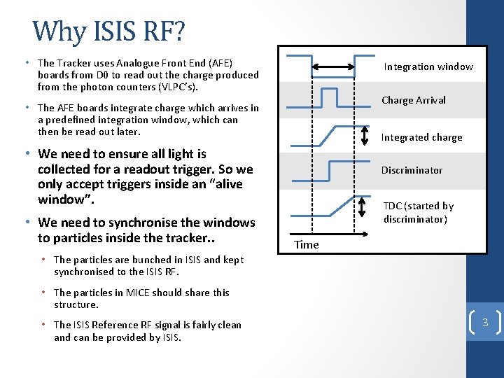 Why ISIS RF? • The Tracker uses Analogue Front End (AFE) boards from D