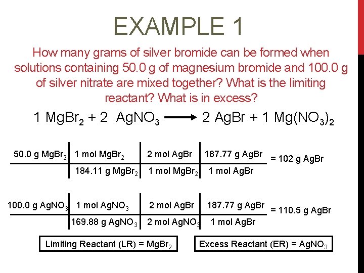 EXAMPLE 1 How many grams of silver bromide can be formed when solutions containing