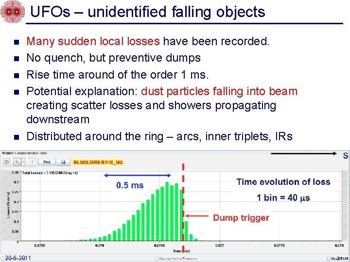 UFOs – unidentified falling objects n n n Many sudden local losses have been