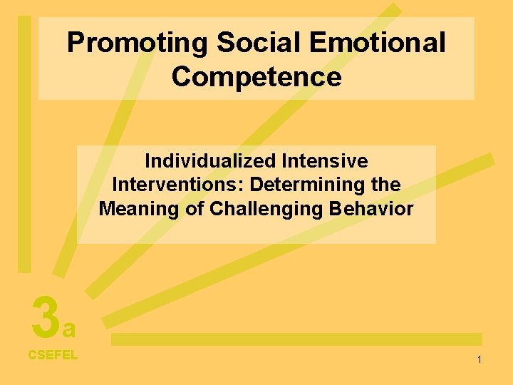 Promoting Social Emotional Competence Individualized Intensive Interventions: Determining the Meaning of Challenging Behavior 3