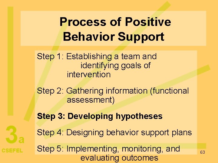 Process of Positive Behavior Support Step 1: Establishing a team and identifying goals of