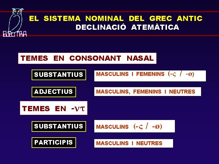 EL SISTEMA NOMINAL DEL GREC ANTIC DECLINACIÓ ATEMÀTICA TEMES EN CONSONANT NASAL (-ς /