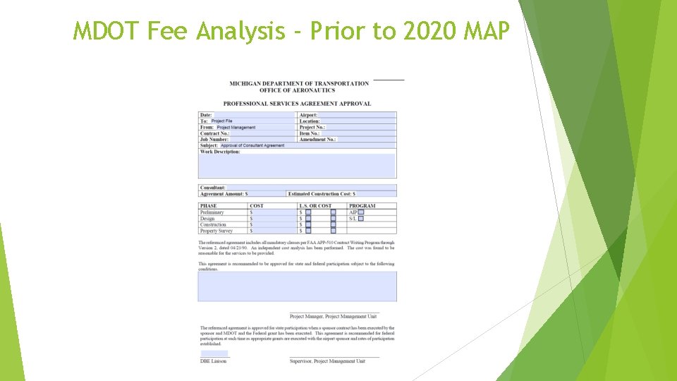 MDOT Fee Analysis - Prior to 2020 MAP 