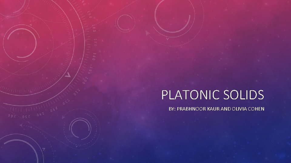 PLATONIC SOLIDS BY: PRABHNOOR KAUR AND OLIVIA COHEN 