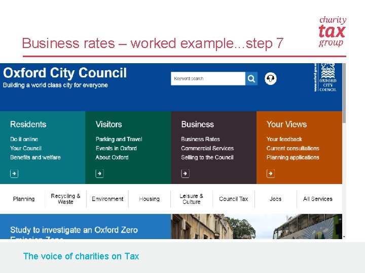 Business rates – worked example. . . step 7 The voice of charities on