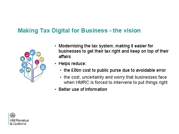 Making Tax Digital for Business - the vision • Modernising the tax system, making