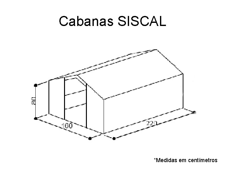 Cabanas SISCAL *Medidas em centímetros 
