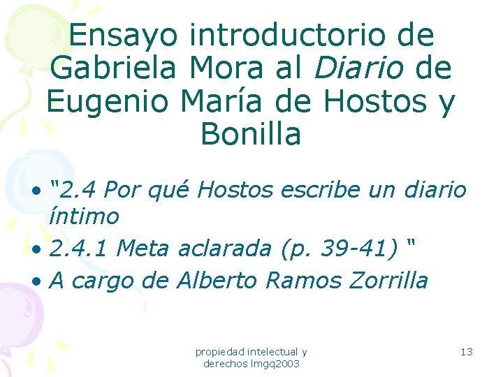 Ensayo introductorio de Gabriela Mora al Diario de Eugenio María de Hostos y Bonilla