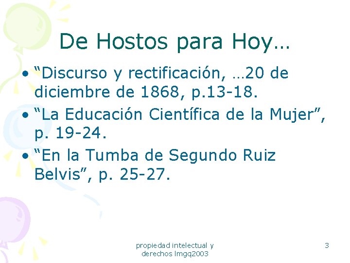 De Hostos para Hoy… • “Discurso y rectificación, … 20 de diciembre de 1868,