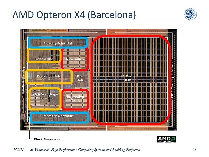 AMD Opteron X 4 (Barcelona) MCSN - M. Vanneschi: High Performance Computing Systems and