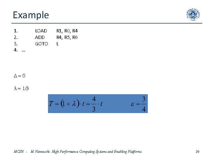 Example 1. 2. 3. 4. … LOAD ADD GOTO R 1, R 0, R