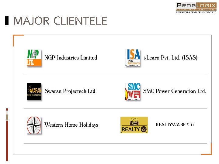 MAJOR CLIENTELE REALTYWARE 9. 0 